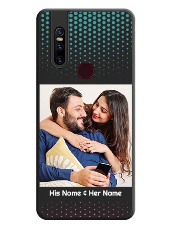 Custom Faded Dots with Grunge Photo Frame and Text on Space Black Custom Soft Matte Phone Cases - Vivo V15