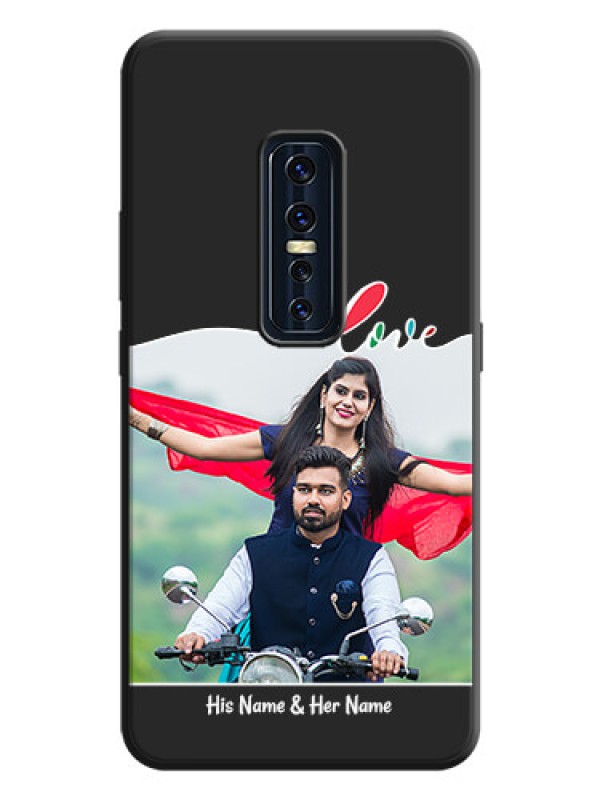 Custom Fall in Love Pattern with Picture - Photo on Space Black Soft Matte Mobile Case - Vivo V17 Pro
