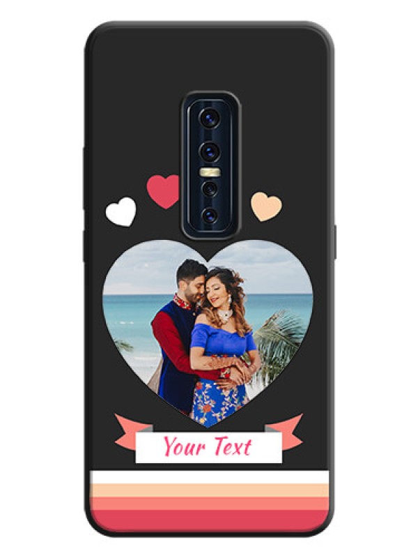 Custom Love Shaped Photo with Colorful Stripes on Personalised Space Black Soft Matte Cases - Vivo V17 Pro
