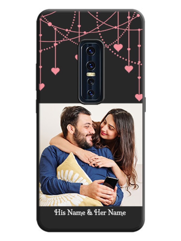 Custom Pink Love Hangings with Text on Space Black Custom Soft Matte Back Cover - Vivo V17 Pro