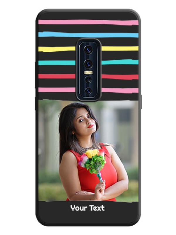 Custom Multicolor Lines with Image on Space Black Personalized Soft Matte Phone Covers - Vivo V17 Pro