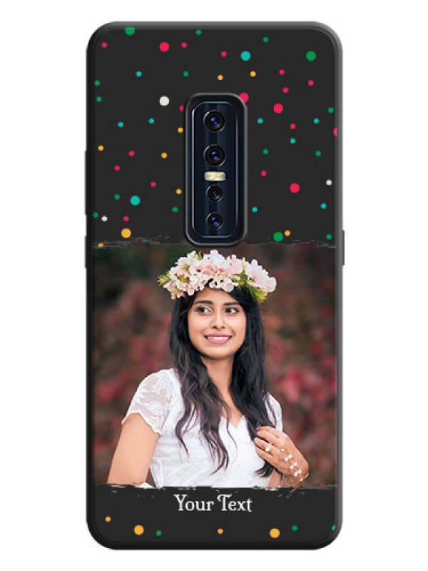 Custom Multicolor Dotted Pattern with Text on Space Black Custom Soft Matte Phone Back Cover - Vivo V17 Pro