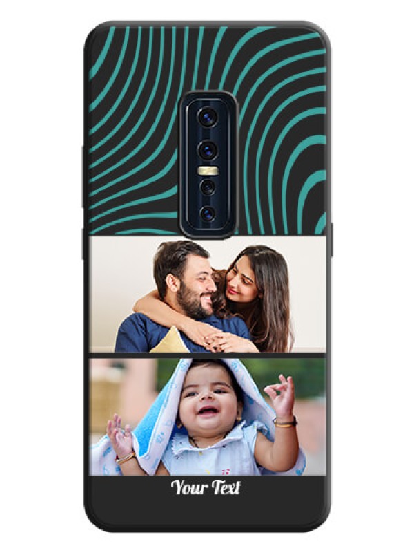 Custom Wave Pattern with 2 Image Holder on Space Black Personalized Soft Matte Phone Covers - Vivo V17 Pro