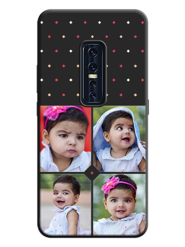 Custom Multicolor Dotted Pattern with 4 Image Holder on Space Black Custom Soft Matte Phone Cases - Vivo V17 Pro