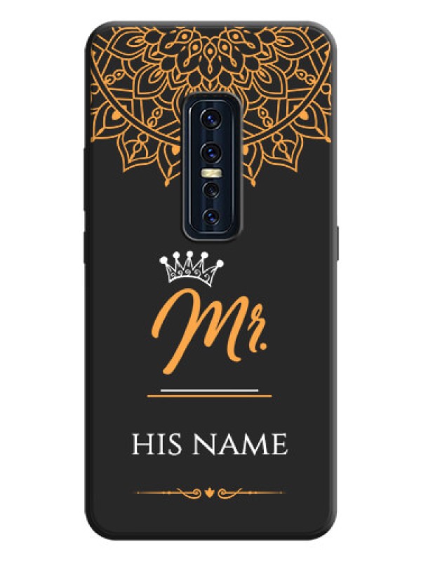 Custom Mr Name with Floral Design  on Personalised Space Black Soft Matte Cases - Vivo V17 Pro