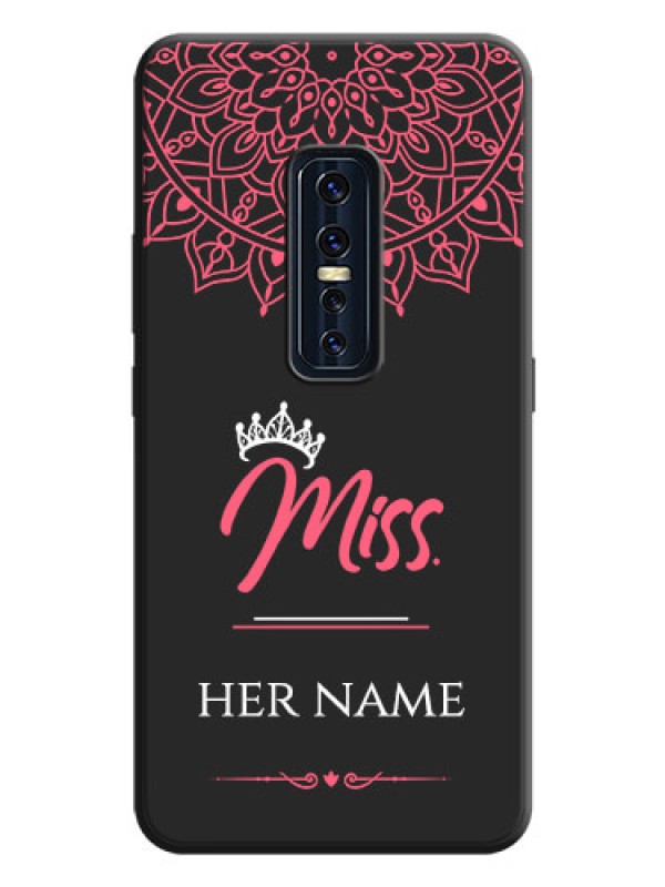 Custom Mrs Name with Floral Design on Space Black Personalized Soft Matte Phone Covers - Vivo V17 Pro