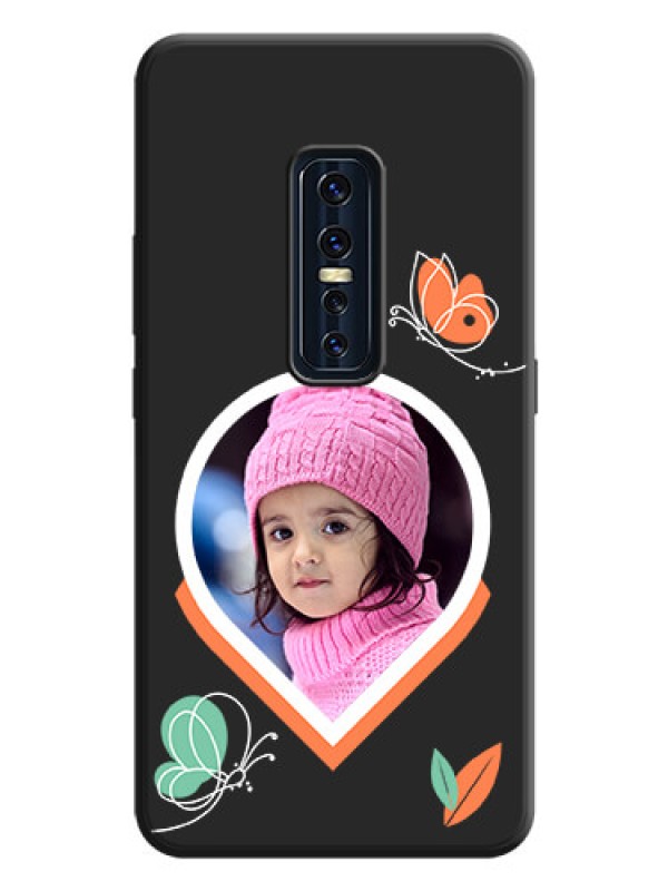 Custom Upload Pic With Simple Butterly Design On Space Black Personalized Soft Matte Phone Covers -Vivo V17 Pro