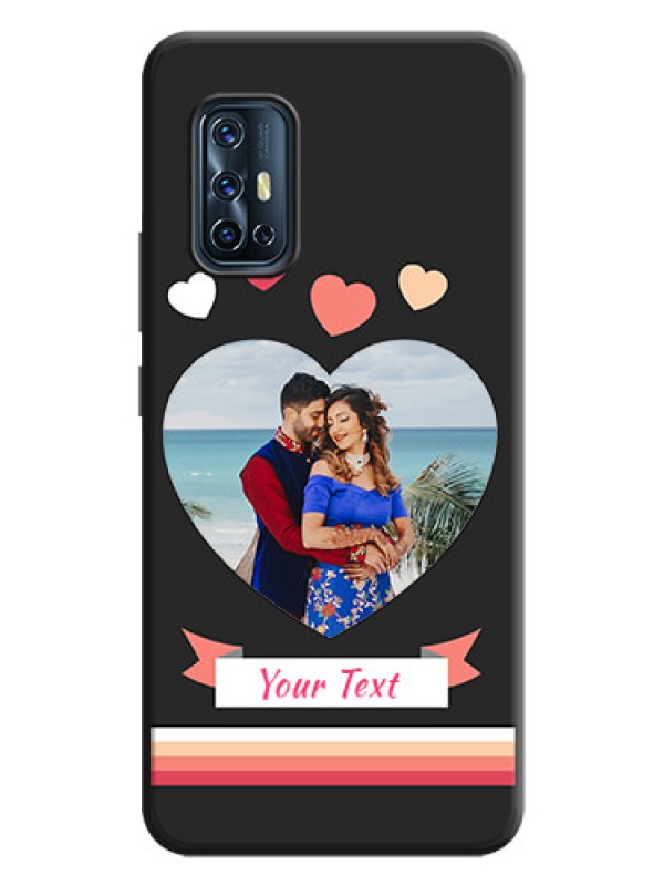 Custom Love Shaped Photo with Colorful Stripes on Personalised Space Black Soft Matte Cases - Vivo V17