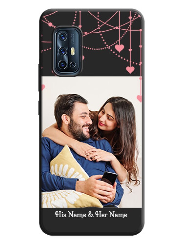Custom Pink Love Hangings with Text on Space Black Custom Soft Matte Back Cover - Vivo V17