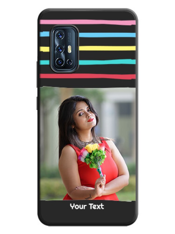 Custom Multicolor Lines with Image on Space Black Personalized Soft Matte Phone Covers - Vivo V17