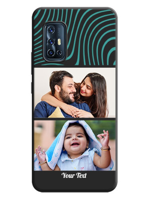 Custom Wave Pattern with 2 Image Holder on Space Black Personalized Soft Matte Phone Covers - Vivo V17