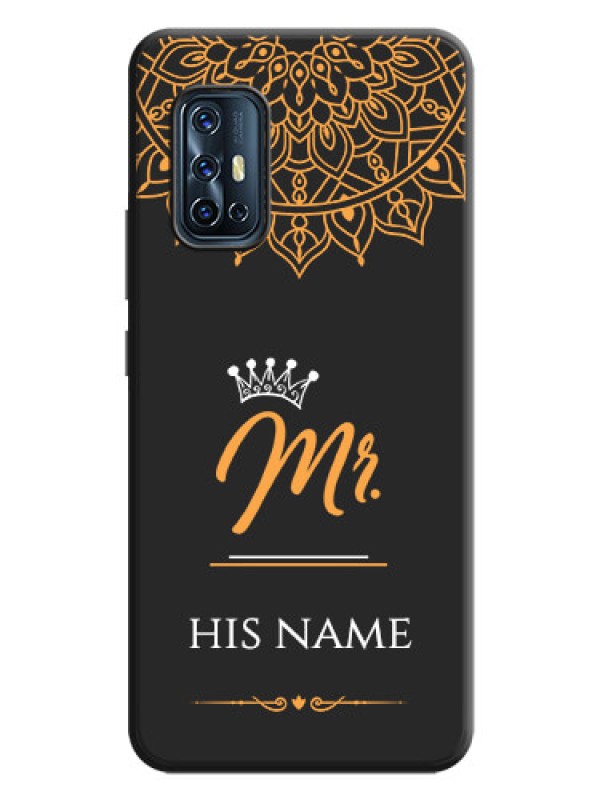 Custom Mr Name with Floral Design  on Personalised Space Black Soft Matte Cases - Vivo V17