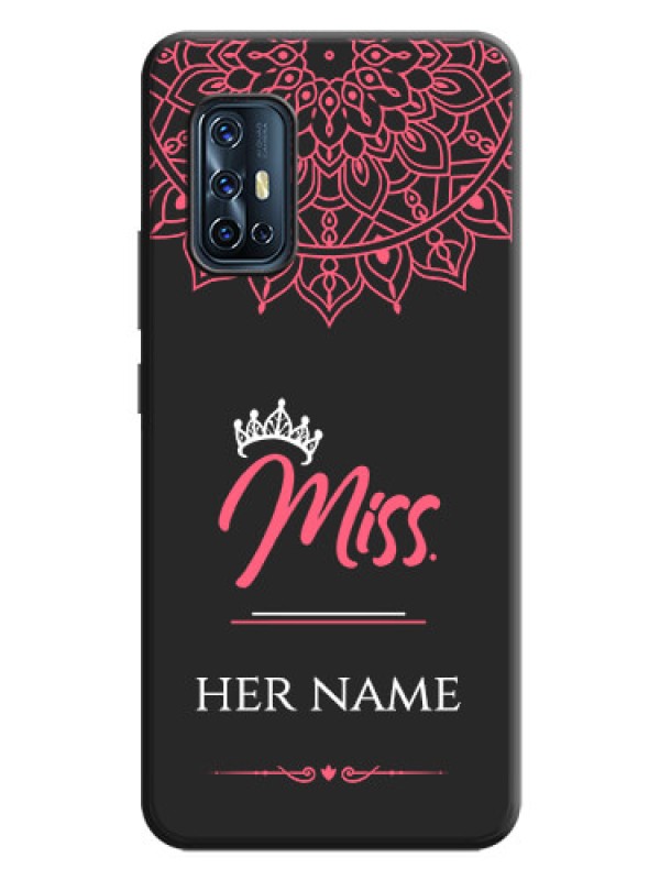 Custom Mrs Name with Floral Design on Space Black Personalized Soft Matte Phone Covers - Vivo V17
