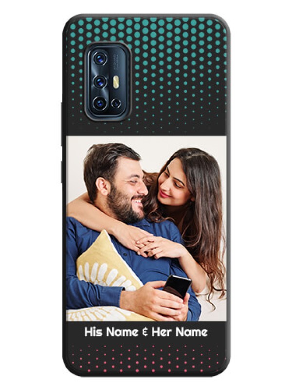 Custom Faded Dots with Grunge Photo Frame and Text on Space Black Custom Soft Matte Phone Cases - Vivo V17