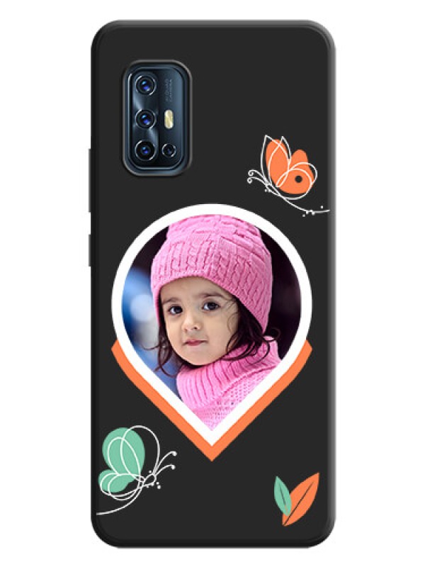 Custom Upload Pic With Simple Butterly Design On Space Black Personalized Soft Matte Phone Covers -Vivo V17
