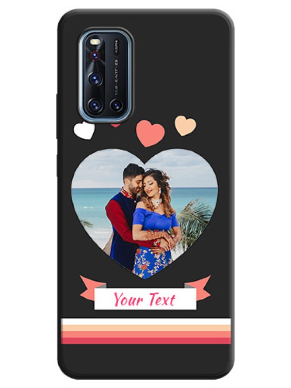 Custom Love Shaped Photo with Colorful Stripes on Personalised Space Black Soft Matte Cases - Vivo V19