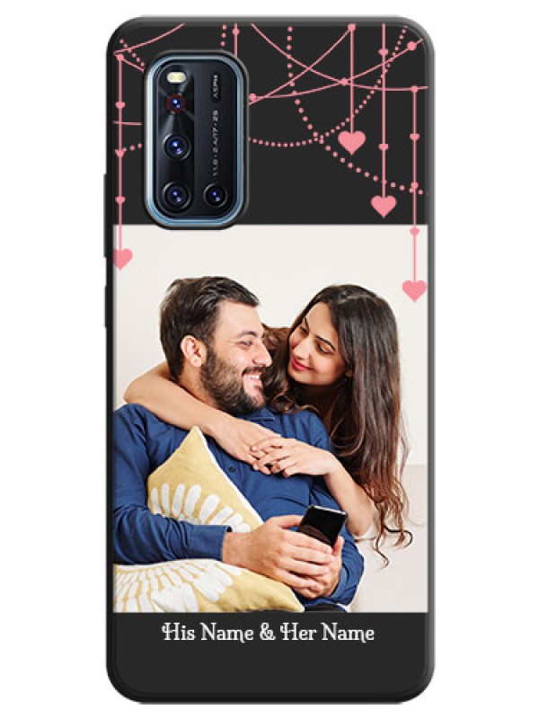 Custom Pink Love Hangings with Text on Space Black Custom Soft Matte Back Cover - Vivo V19