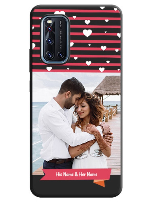 Custom White Color Love Symbols with Pink Lines Pattern on Space Black Custom Soft Matte Phone Cases - Vivo V19