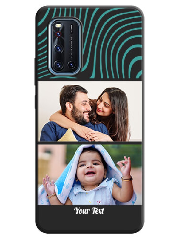 Custom Wave Pattern with 2 Image Holder on Space Black Personalized Soft Matte Phone Covers - Vivo V19