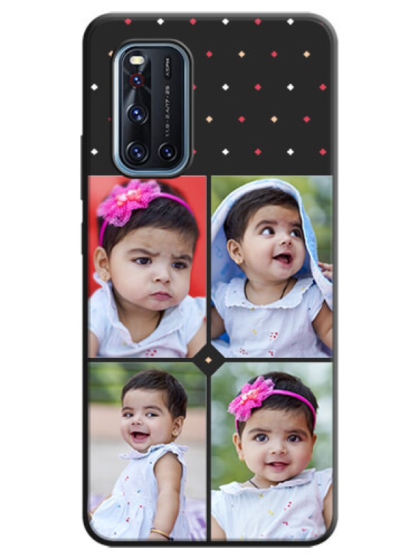 Custom Multicolor Dotted Pattern with 4 Image Holder on Space Black Custom Soft Matte Phone Cases - Vivo V19