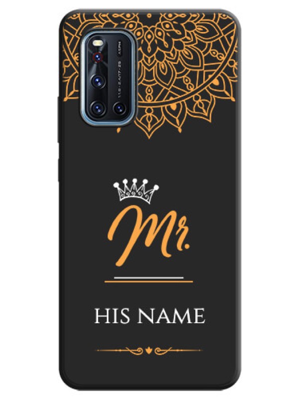 Custom Mr Name with Floral Design  on Personalised Space Black Soft Matte Cases - Vivo V19