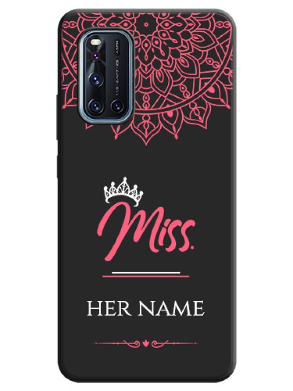 Custom Mrs Name with Floral Design on Space Black Personalized Soft Matte Phone Covers - Vivo V19