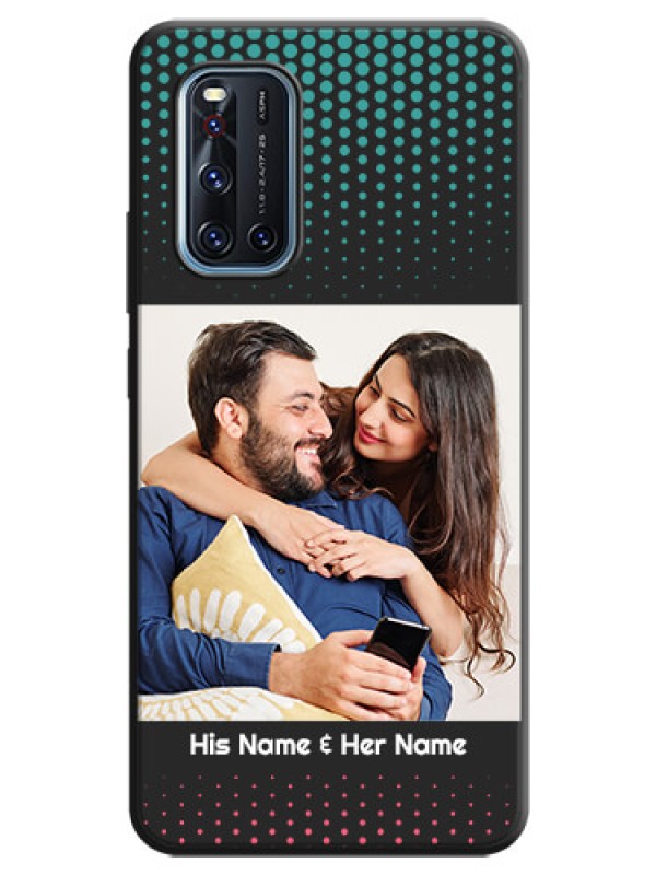 Custom Faded Dots with Grunge Photo Frame and Text on Space Black Custom Soft Matte Phone Cases - Vivo V19