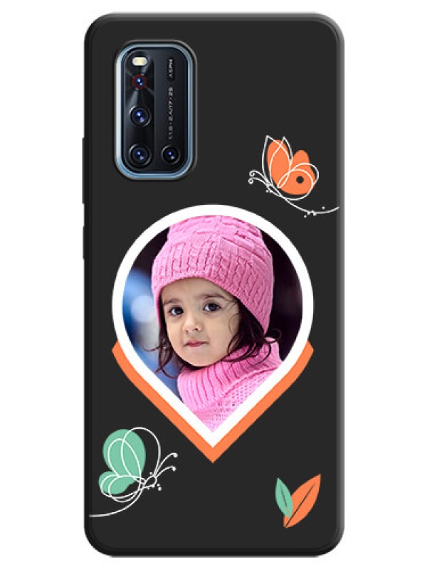 Custom Upload Pic With Simple Butterly Design On Space Black Personalized Soft Matte Phone Covers -Vivo V19