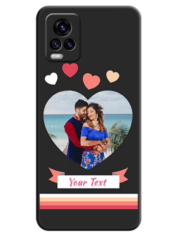 Custom Love Shaped Photo with Colorful Stripes on Personalised Space Black Soft Matte Cases - Vivo V20 2021