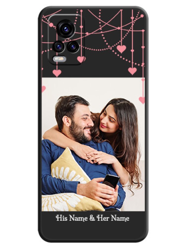 Custom Pink Love Hangings with Text on Space Black Custom Soft Matte Back Cover - Vivo V20 2021