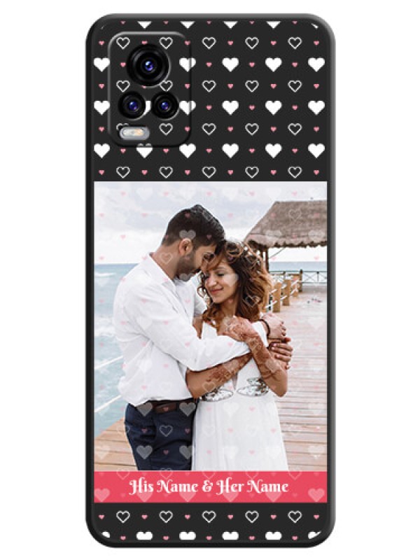 Custom White Color Love Symbols with Text Design on Photo on Space Black Soft Matte Phone Cover - Vivo V20 2021