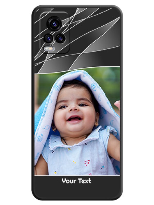 Custom Mixed Wave Lines on Photo on Space Black Soft Matte Mobile Cover - Vivo V20 2021