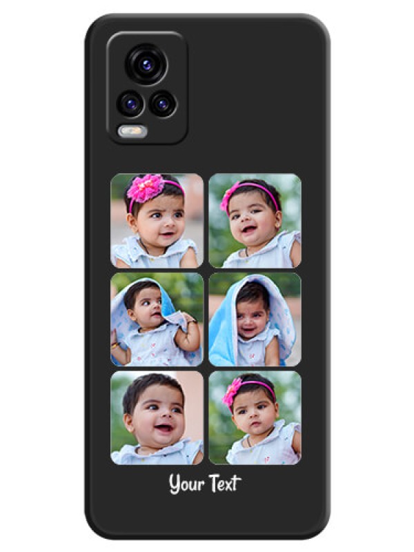 Custom Floral Art with 6 Image Holder on Photo on Space Black Soft Matte Mobile Case - Vivo V20 2021