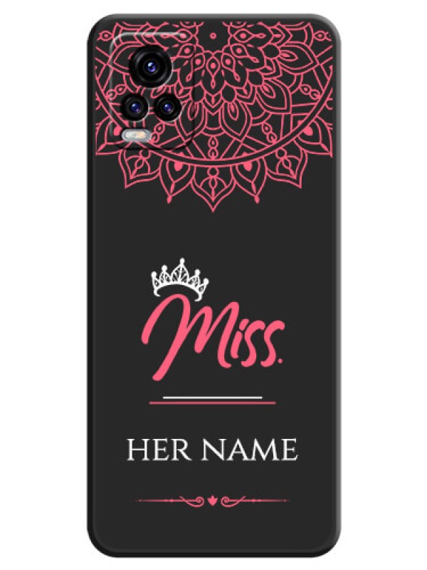 Custom Mrs Name with Floral Design on Space Black Personalized Soft Matte Phone Covers - Vivo V20 2021