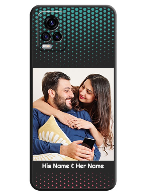 Custom Faded Dots with Grunge Photo Frame and Text on Space Black Custom Soft Matte Phone Cases - Vivo V20 2021