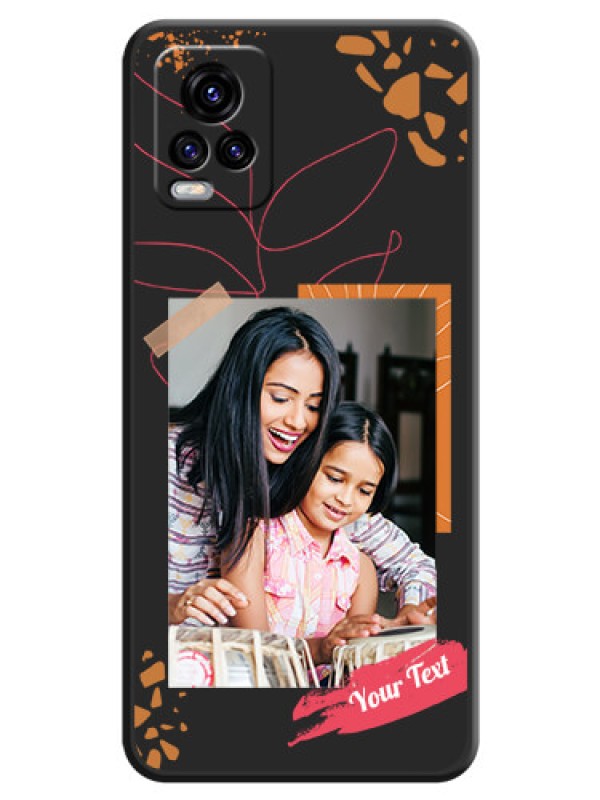 Custom Orange Photo Frame on Space Black Custom Soft Matte Phone Back Cover - Vivo V20 2021