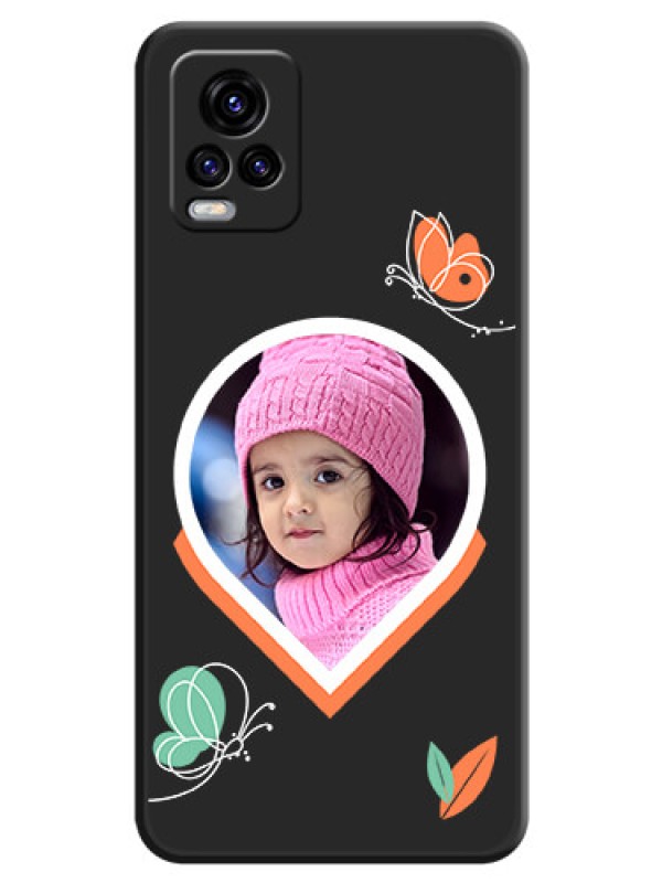 Custom Upload Pic With Simple Butterly Design On Space Black Personalized Soft Matte Phone Covers -Vivo V20 2021