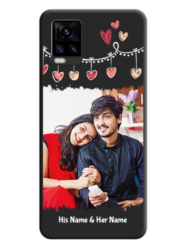 Custom Pink Love Hangings with Name on Space Black Custom Soft Matte Phone Cases - Vivo V20 Pro 5G