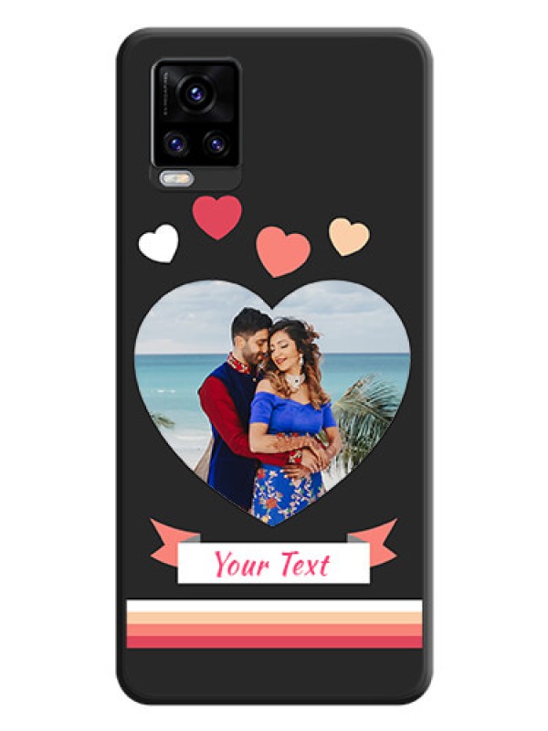 Custom Love Shaped Photo with Colorful Stripes on Personalised Space Black Soft Matte Cases - Vivo V20 Pro 5G