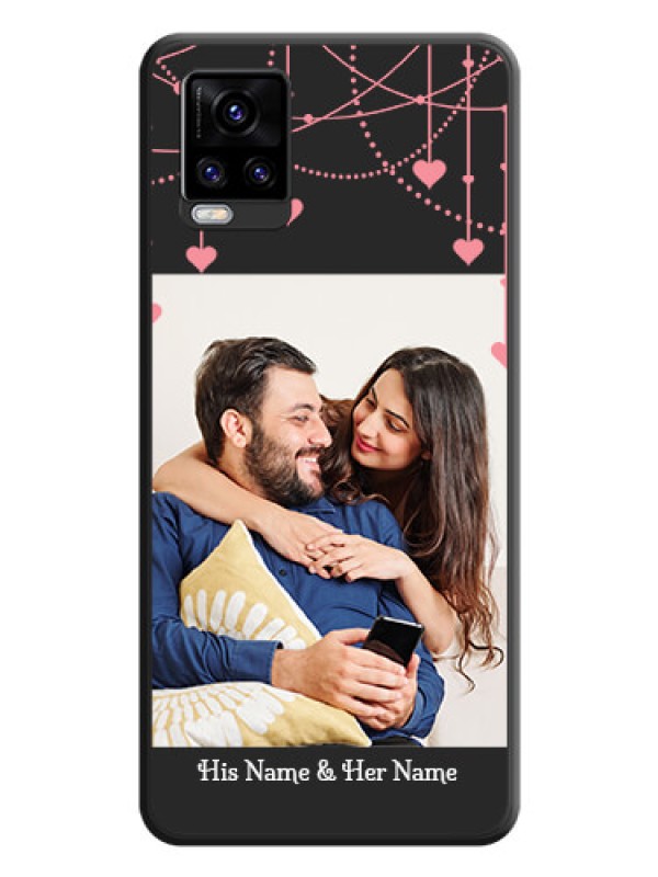 Custom Pink Love Hangings with Text on Space Black Custom Soft Matte Back Cover - Vivo V20 Pro 5G