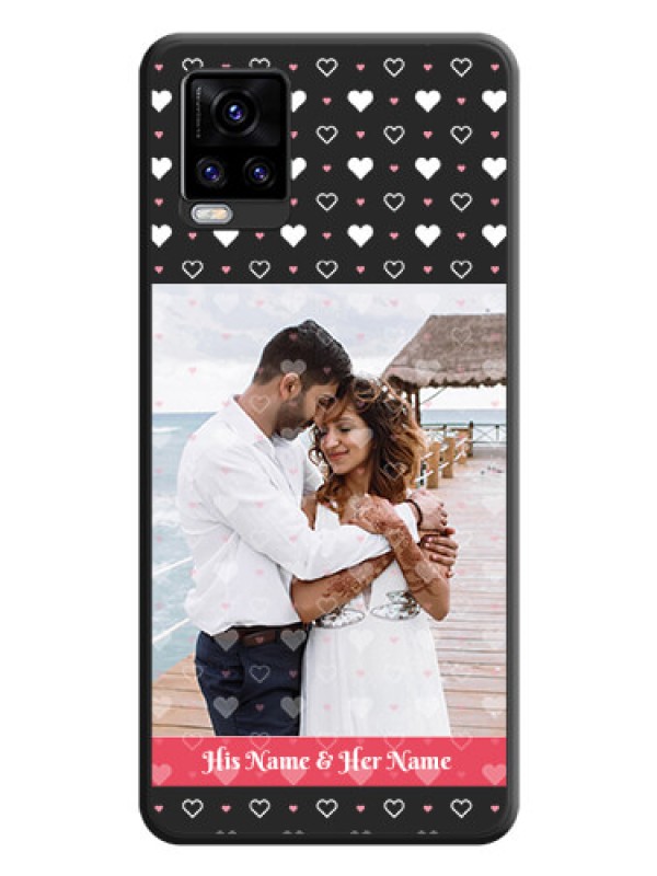Custom White Color Love Symbols with Text Design on Photo on Space Black Soft Matte Phone Cover - Vivo V20 Pro 5G