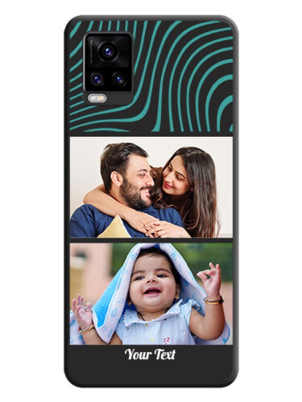 Custom Wave Pattern with 2 Image Holder on Space Black Personalized Soft Matte Phone Covers - Vivo V20 Pro 5G