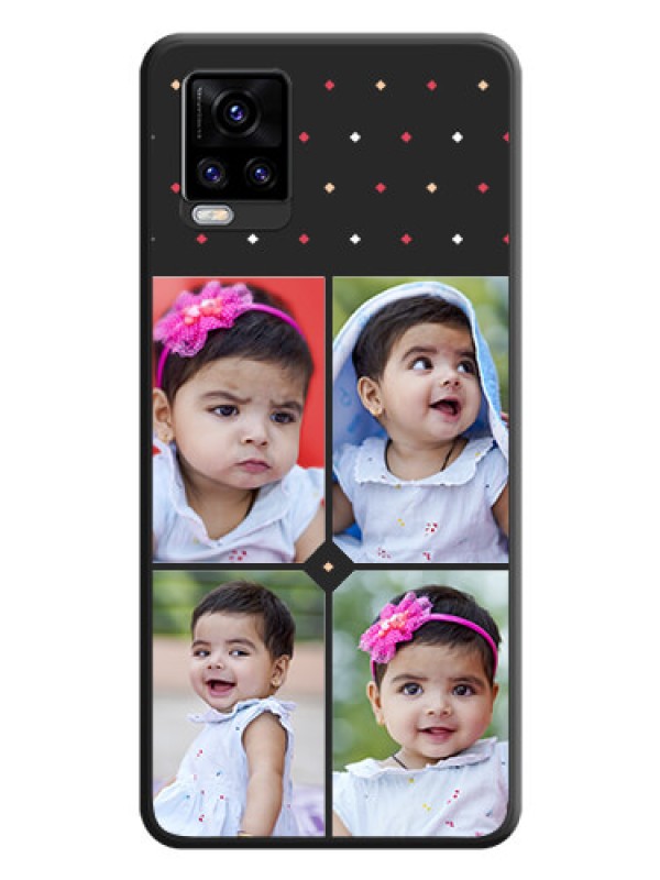 Custom Multicolor Dotted Pattern with 4 Image Holder on Space Black Custom Soft Matte Phone Cases - Vivo V20 Pro 5G