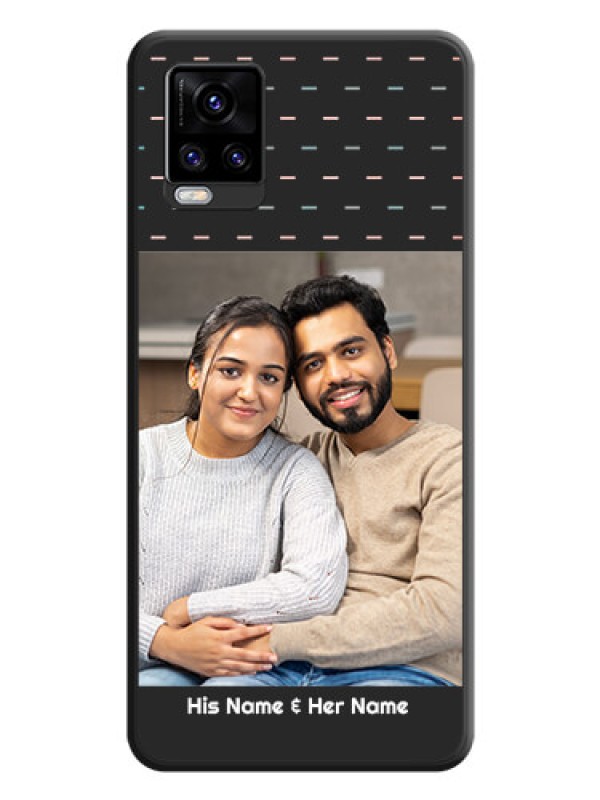 Custom Line Pattern Design with Text on Space Black Custom Soft Matte Phone Back Cover - Vivo V20 Pro 5G