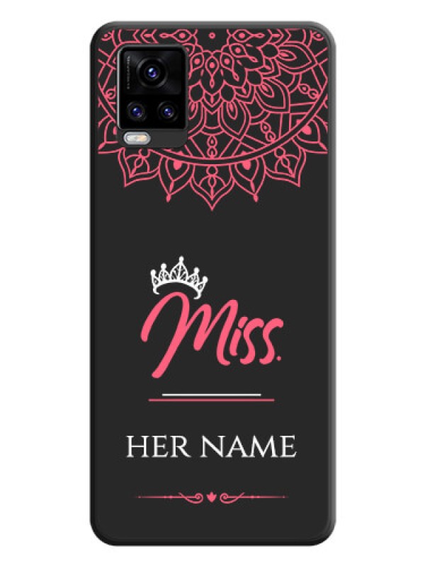 Custom Mrs Name with Floral Design on Space Black Personalized Soft Matte Phone Covers - Vivo V20 Pro 5G