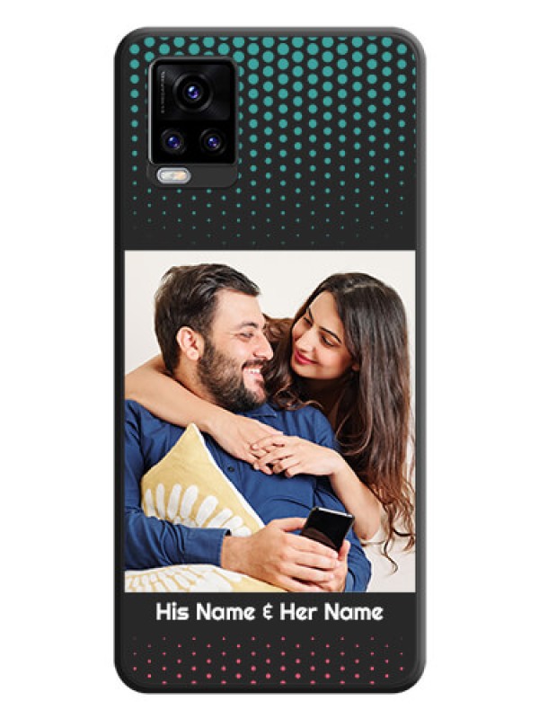 Custom Faded Dots with Grunge Photo Frame and Text on Space Black Custom Soft Matte Phone Cases - Vivo V20 Pro 5G