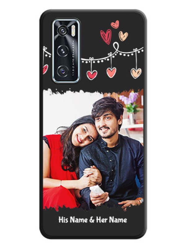 Custom Pink Love Hangings with Name on Space Black Custom Soft Matte Phone Cases - Vivo V20 SE