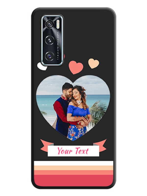 Custom Love Shaped Photo with Colorful Stripes on Personalised Space Black Soft Matte Cases - Vivo V20 SE