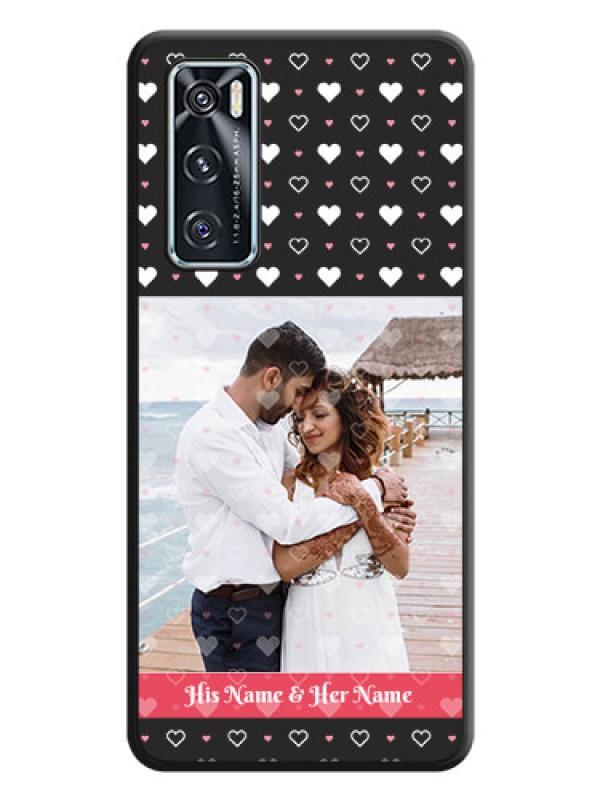 Custom White Color Love Symbols with Text Design on Photo on Space Black Soft Matte Phone Cover - Vivo V20 SE