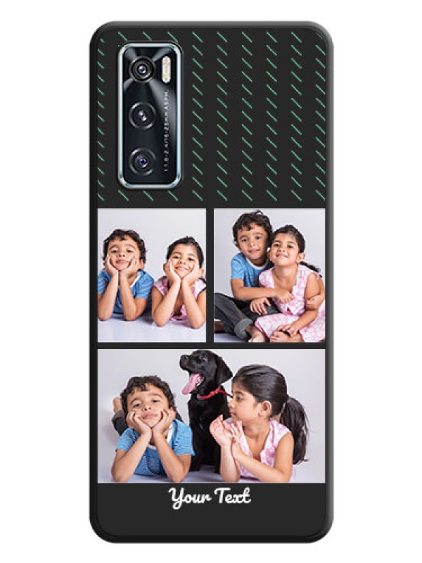 Custom Cross Dotted Pattern with 2 Image Holder on Personalised Space Black Soft Matte Cases - Vivo V20 SE